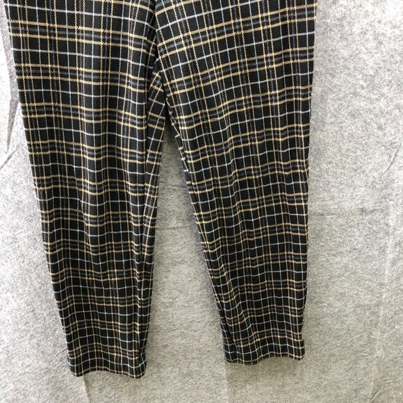 J. Jill Ponte Slim Leg Pants Womens L Brown Plaid Pull On Knit High Rise - Picture 4 of 9